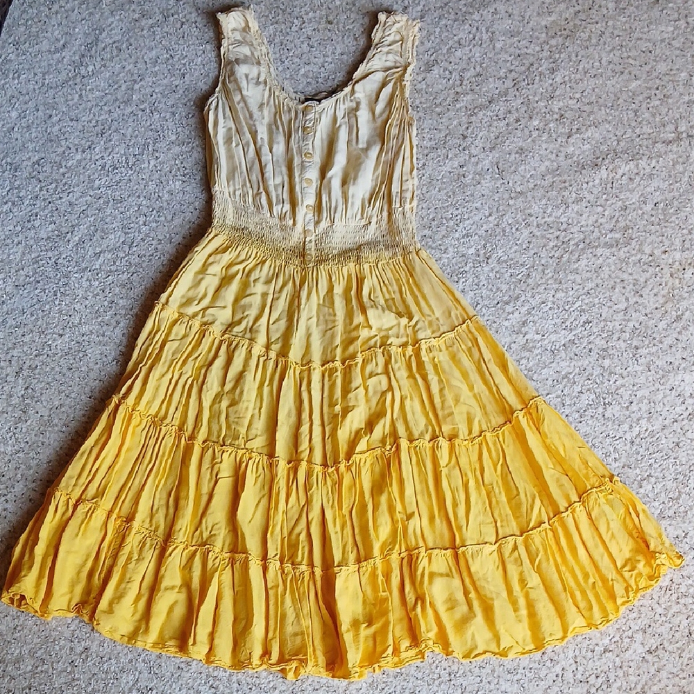 Mlle Gabrielle Yellow and Cream Midi Dress